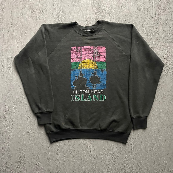 Fruit of the Loom Other - Vintage Hilton Head Island Graphic Sweatshirt Mens XL Black 80s